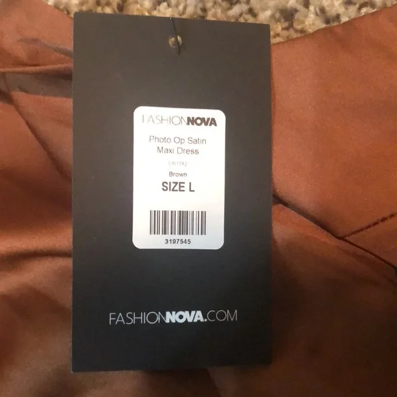 Brown Satin Fashion Nova Spilt Dress - Picture 5 of 5